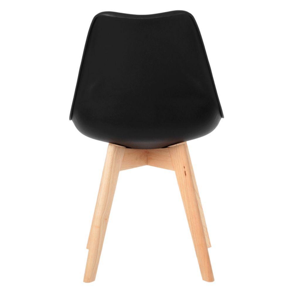 Kit 3 Cadeiras Leda Eames Saarinen Wood Com Almofada Preta - 4