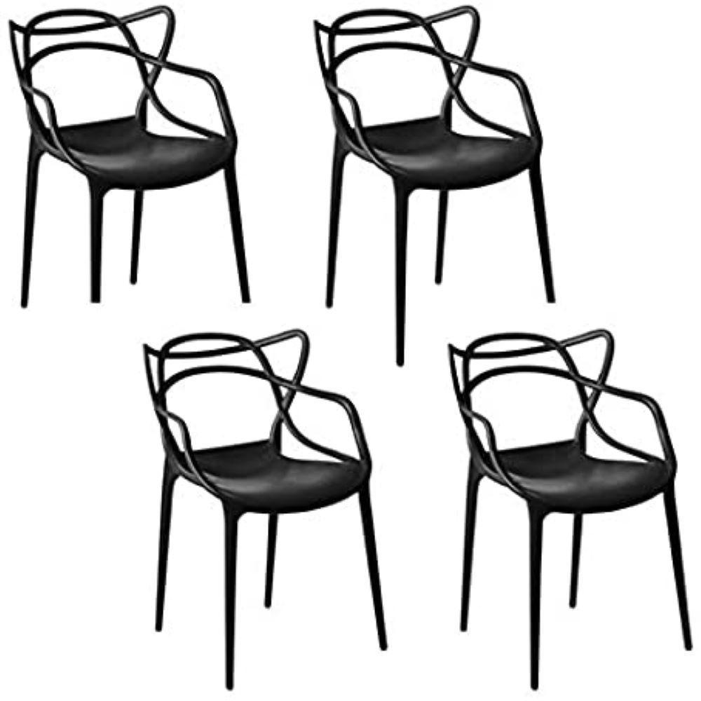 Kit C/ 4 Cadeiras Allegra Masters 100% Polipropileno Preta - 1