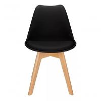 Kit C|3 Cadeira Leda Preta - Charles Eames Wood Com Almofada