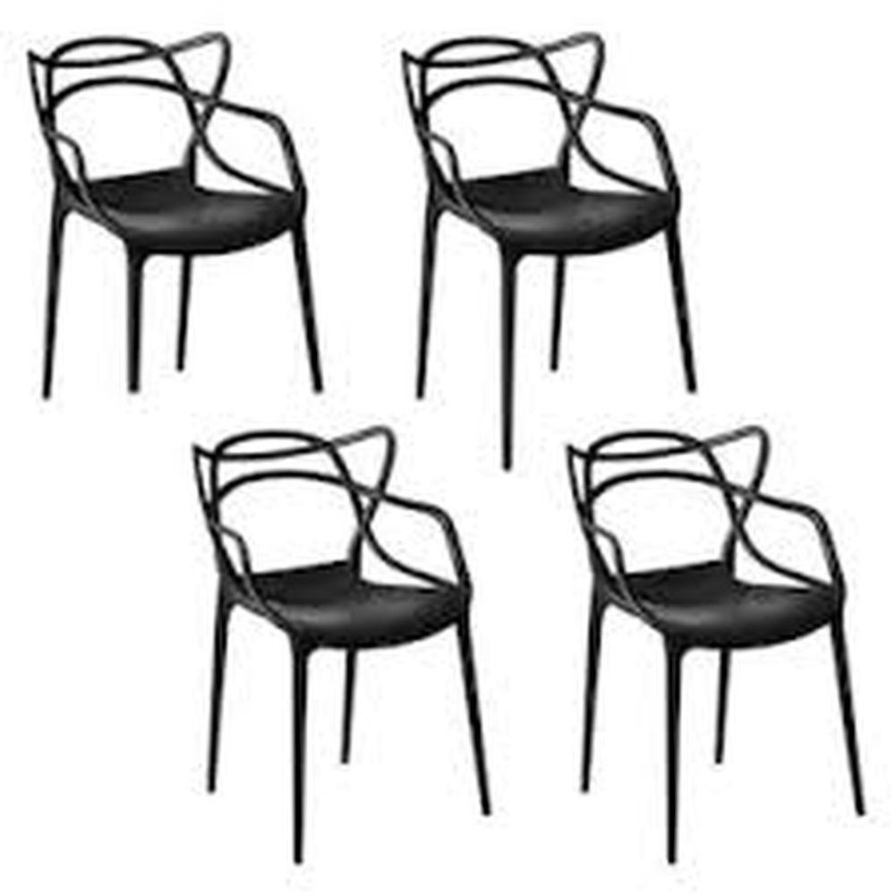 Kit C/ 4 Cadeiras Allegra Masters 100% Polipropileno Preta - 1