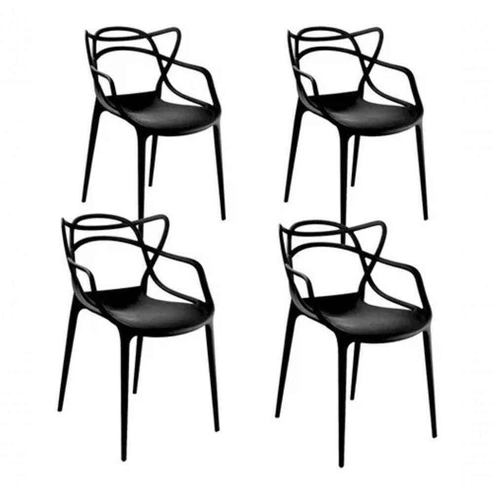 Conjunto Com 4 Cadeira Allegra Solna Masters Sala Jantar Pretas - 1