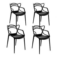 Conjunto Com 4 Cadeira Allegra Solna Masters Sala Jantar Pretas - 1