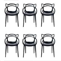 Conjunto Com 6 Cadeiras Allegra Preta Polipropileno - 1