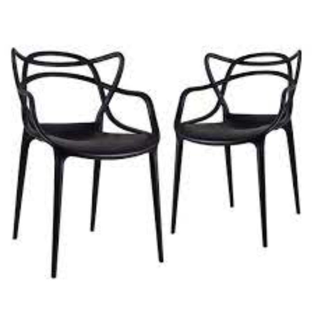 Kit Com 2 Cadeira Allegra Masters Polipropileno Sala,cozinha, Jantar, Empilhavel Preta - 1