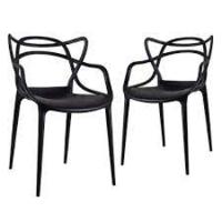 Kit Com 2 Cadeira Allegra Masters Polipropileno Sala,cozinha, Jantar, Empilhavel Preta - 1