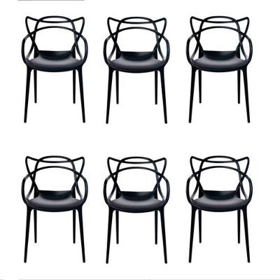 Kit 6 Cadeiras Allegra Masters em Plástico para Jantar Cozinha Preto