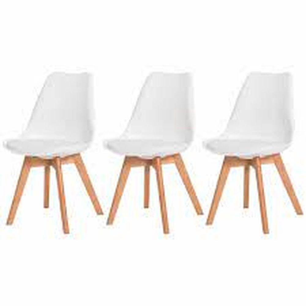 Kit C/3 Cadeiras Leda ? Charles Eames, Saarinen Wood Com Almofada Preta - 8
