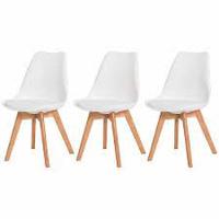 Kit C/3 Cadeiras Leda ? Charles Eames, Saarinen Wood Com Almofada Preta - 8