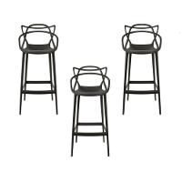 Kit - 3 X Banquetas Médias Masters Allegra - 66 Cm - Preto - 1