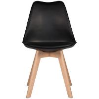 Kit Com 4 Cadeira Leda Preta Charles Eames Wood Com Almofada - 6
