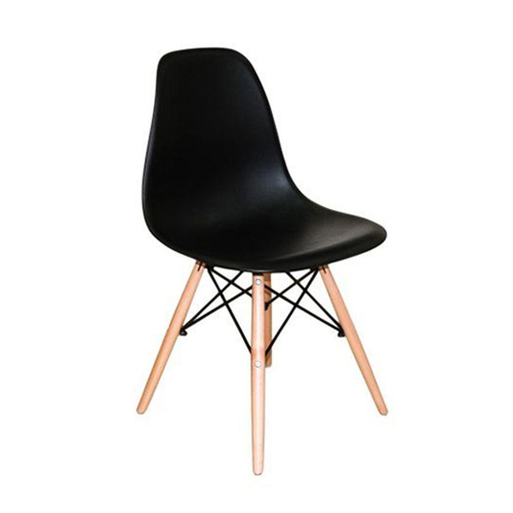 Kit 8 Cadeiras Charles Eames Eiffel Wood Design - Preta - 2