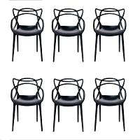 Kit C/6 Cadeira Allegra Masters Polipropileno Sala,cozinha, Jantar, Empilhavel Preta. - 1