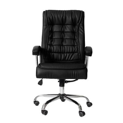 Cadeira De Escritório Big Presidente Pu Preta Base Giratória Cromada Altura Ajustável