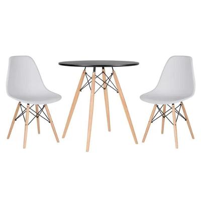 Conjunto Mesa Jantar Eiffel 70cm Preta + 2 Cadeiras Charles Eames Branca