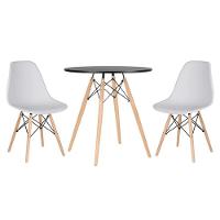 Conjunto Mesa Jantar Eiffel 70cm Preta + 2 Cadeiras Charles Eames Branca - 1