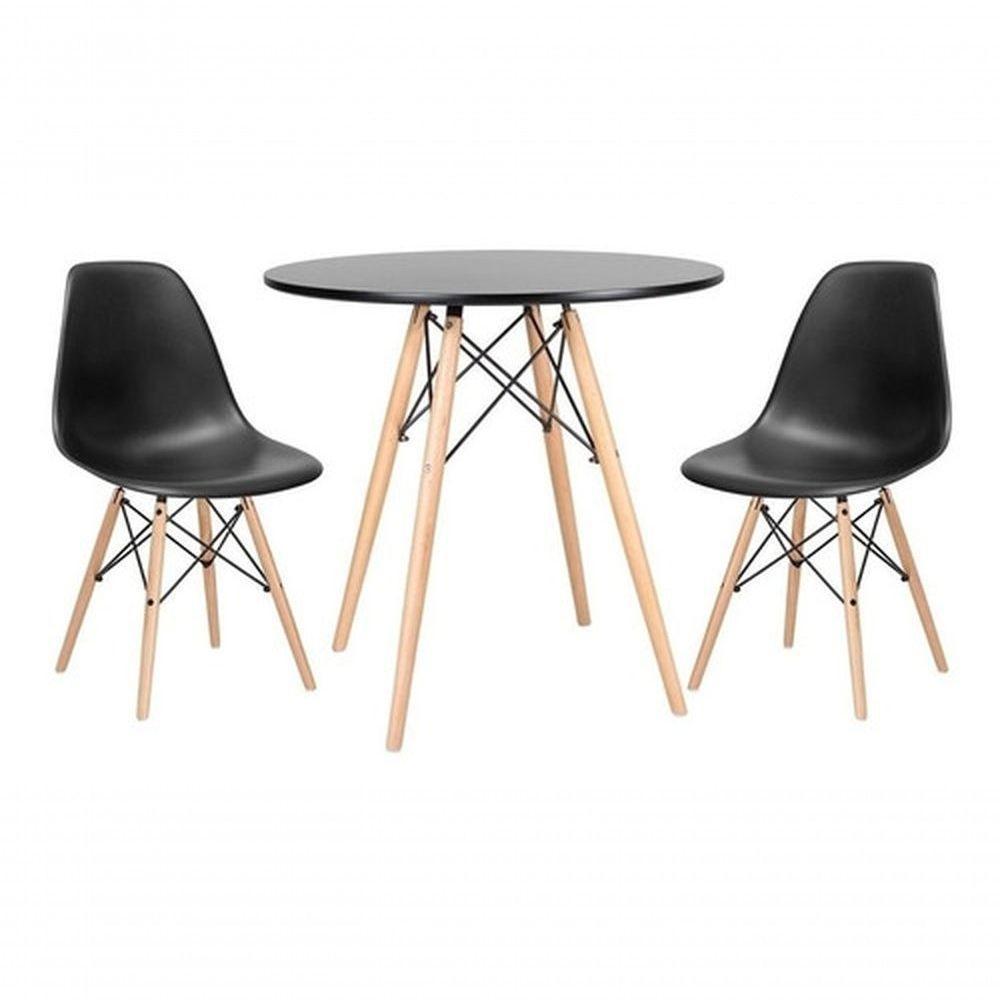 Kit Mesa Jantar Eiffel 80cm Preta + 2 Cadeiras Eames Eiffel - 1