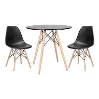 Kit Mesa Jantar Eiffel 80cm Preta + 2 Cadeiras Eames Eiffel - 1