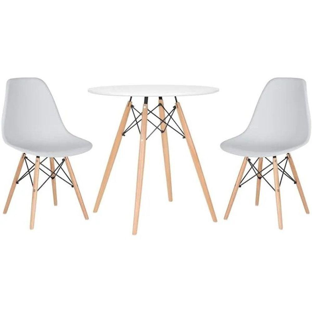 Conjunto Mesa Jantar Eiffel 70cm Branca + 2 Cadeiras Charles Eames Branca - 1