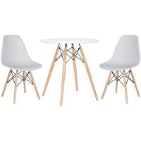 Conjunto Mesa Jantar Eiffel 70cm Branca + 2 Cadeiras Charles Eames Branca - 1
