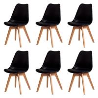 Kit 6 X Cadeira Saarinen Leda Sked Lena Base Wood - Preto - 1