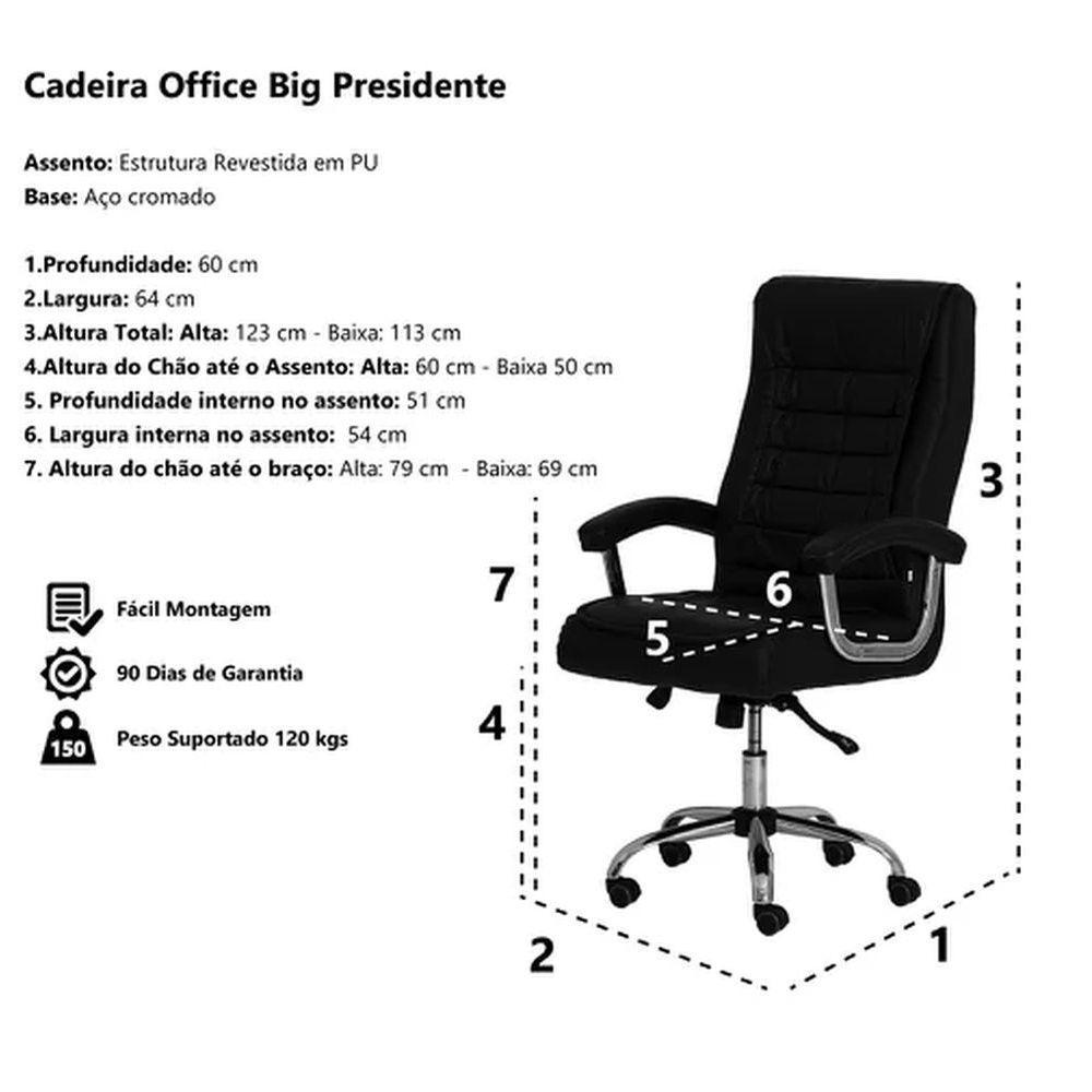 Cadeira De Escritório Giratória Presidente Big Com Molas Ensacadas Preto - 4