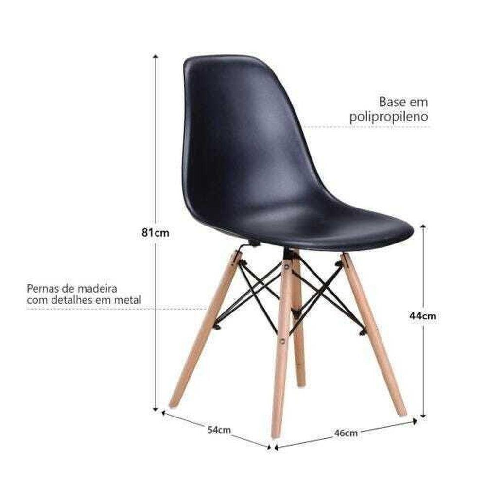 Conjunto Mesa De Jantar 80cm + 4 Cadeiras Eames Preto New - 2