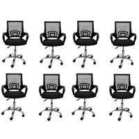 Kit 8 Cadeiras De Escritório Diretor Tela Mesh Base Cromada Santiago Rivatti Preto - 1