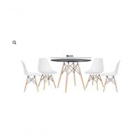 Conjunto De Jantar Mesa Eiffel 80cm Preta + 4 Cadeiras Eiffel Dkr Brancas - 1