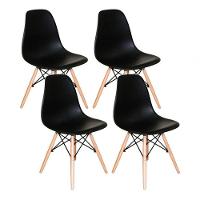 Mesa Redonda 90cm Com 4 Cadeiras Eames Eiffel Pés De Madeira Preta - 2