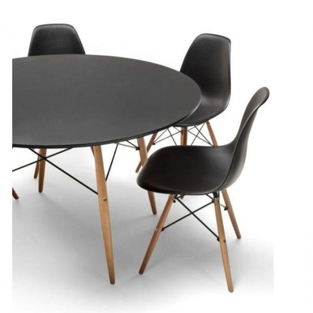 Conjunto Mesa Eiffel 90cm Preta + 4 Cadeiras Dsw Eiffel Design Charles Eames Preta - Prolar - 3