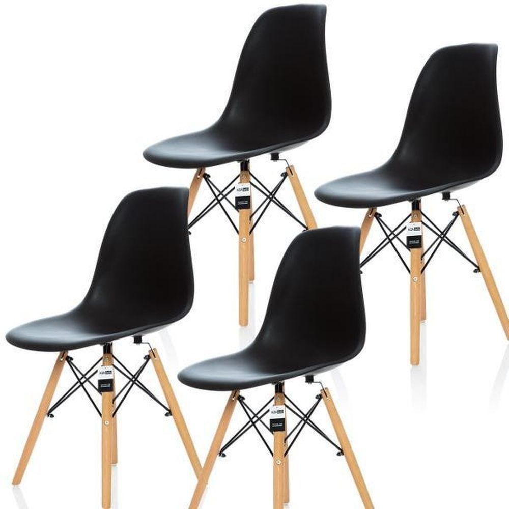 Conjunto Mesa Eiffel 90cm Preta + 4 Cadeiras Dsw Eiffel Design Charles Eames Preta - Prolar - 4