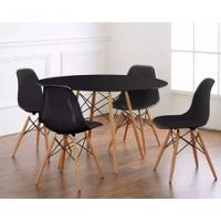 Conjunto Mesa Eiffel 90cm Preta + 4 Cadeiras Dsw Eiffel Design Charles Eames Preta - Prolar - 1