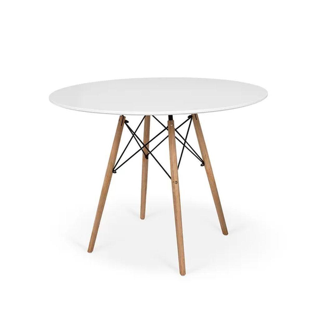 Kit - Mesa Redonda Eames 90 Cm Branco + 4 Cadeiras Eiffel Dsw Preto - 6