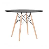 Mesa De Jantar Eames Eiffel 80cm Tampo Redondo Preto Base De Madeira - 1