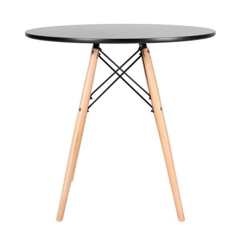 Mesa De Jantar Redonda Eames Eiffel - Wood - Tampo De Mdf - 80cm - Preto - 2
