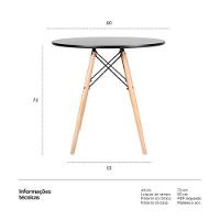 Mesa De Jantar Redonda Eames Eiffel - Wood - Tampo De Mdf - 80cm - Preto - 5
