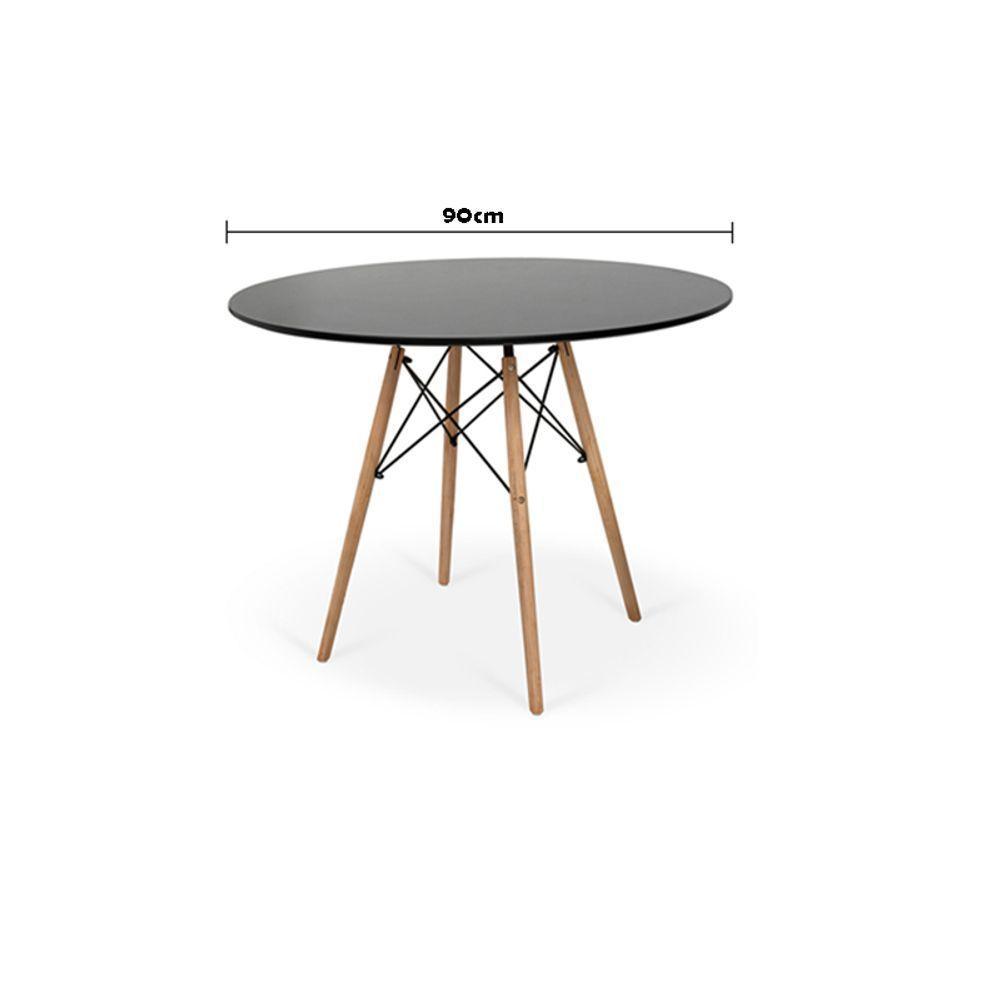 Mesa De Jantar Redonda Eames Eiffel 90cm - Tampo Mdf Preto - 2