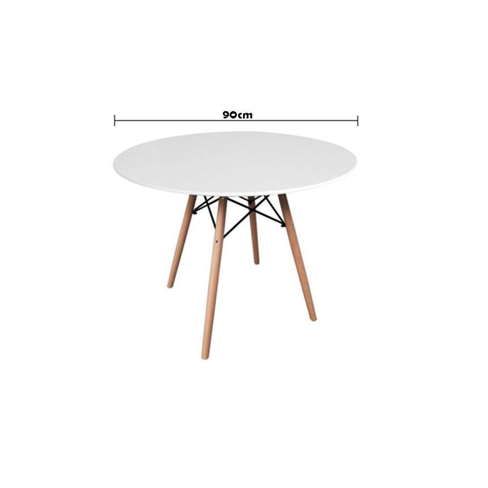 Mesa De Jantar Redonda Eames Eiffel - Wood - Tampo De Mdf - 90cm - Branco - 3
