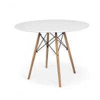 Mesa De Jantar Redonda Eames Eiffel - Wood - Tampo De Mdf - 90cm - Branco - 1