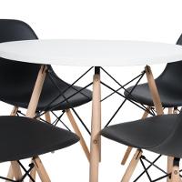 Kit Mesa Redonda Eames 90 Cm Branco + 4 Cadeiras Eiffel Dsw Preto - 2
