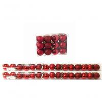 Kit 30 Mini Bolas Natal Vermelha Glitter, Fosca, Lisa 3Cm - 1