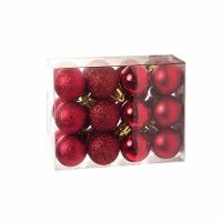 Kit 30 Mini Bolas Natal Vermelha Glitter, Fosca, Lisa 3Cm - 3