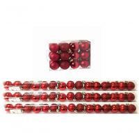 Kit 45 Mini Bolas Natal Vermelha Glitter, Fosca, Lisa 3Cm - 1