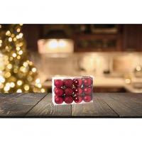 Kit 45 Mini Bolas Natal Vermelha Glitter, Fosca, Lisa 3Cm - 2