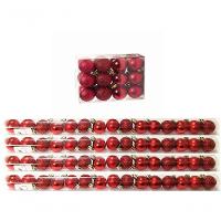 Kit 60 Mini Bolas Natal Vermelha Glitter, Fosca, Lisa 3Cm - 1