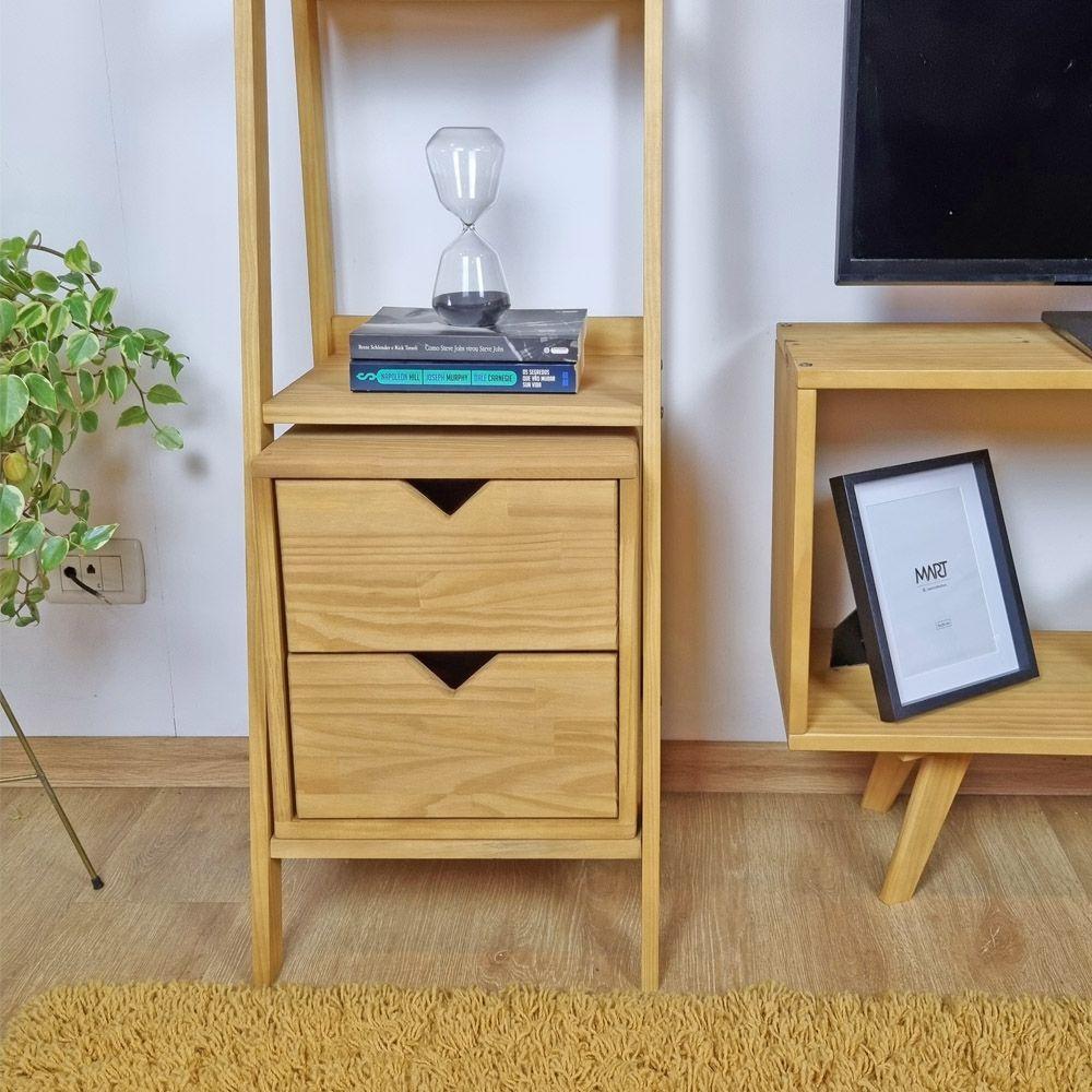 Nicho Gaveteiro 39Ax36Lx32P c/2Gav Madeira De Pinus Mel - 1