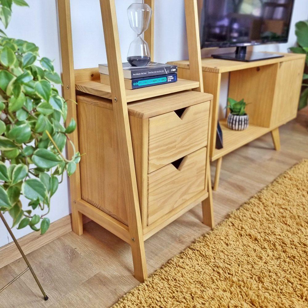 Nicho Gaveteiro 39Ax36Lx32P c/2Gav Madeira De Pinus Mel - 2