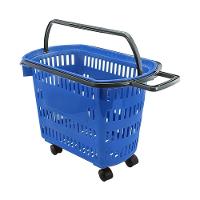 Cesto De Compras Para Supermercado Tamanho Grande Com Rodízio D300 - Della Plast Azul Padrão - 1