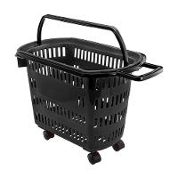 Cesto De Compras Para Supermercado Tamanho Grande Com Rodízio D300 - Della Plast Preta - 1