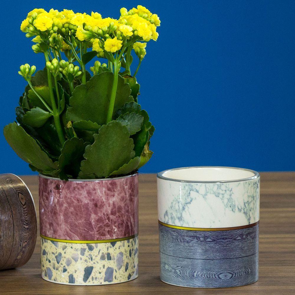 Cachepô 10X10X10Cm Cerâmica Cinza - 2